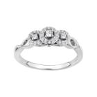 Promise Love Forever 1/5 Carat T.w. Certified Diamond Sterling Silver 3-stone Halo Promise Ring, Women's, Size: 7, White