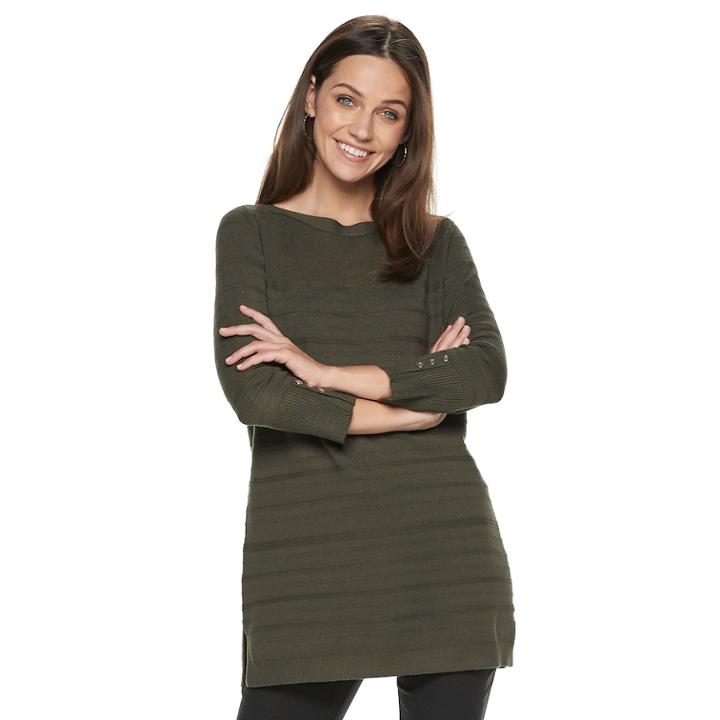 Women's Apt. 9&reg; Pointelle Tunic, Size: Medium, Dark Green