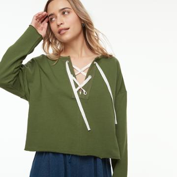 K/lab Lace-up Sweatshirt, Teens, Size: Large, Dark Green
