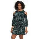 Plus Size Apt. 9&reg; Cold-shoulder Shift Dress, Women's, Size: 0x, Turquoise/blue (turq/aqua)