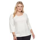 Plus Size Croft & Barrow&reg; Pleated Tee, Women's, Size: 3xl, White