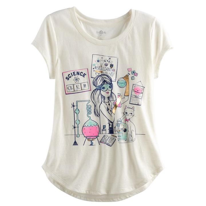 Girls 7-16 & Plus Size So&reg; Rolled Cuff Graphic Tee, Girl's, Size: 12 1/2, White Oth