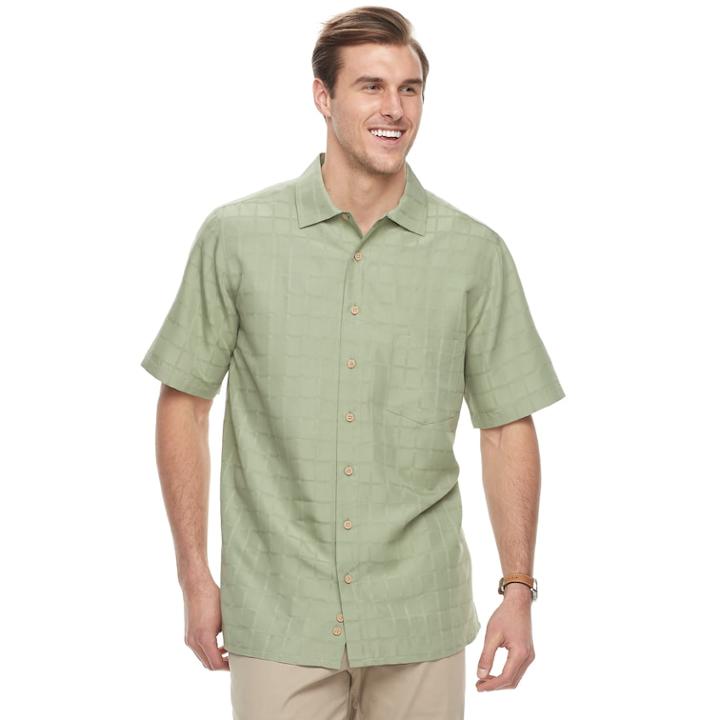 Big & Tall Men's Batik Bay Classic-fit Textured Plaid Button-down Shirt, Size: 3xl Tall, Green