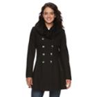 Women's Lnr Fashion Styles Wool Blend Faux-fur Collar Peacoat, Size: Small, Black