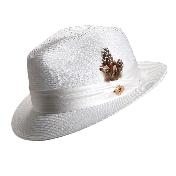 Stacy Adams Milan Pinch-front Fedora - Men, Size: Large, White