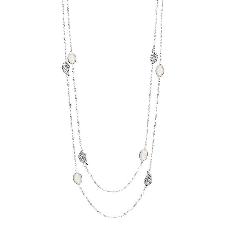 Lc Lauren Conrad Textured Leaf Double Strand Station Necklace, Women's, White