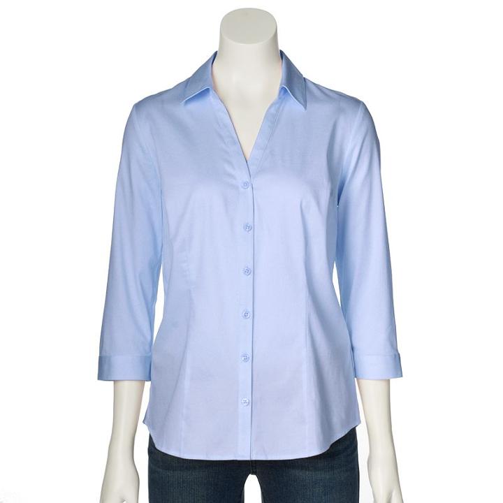 Women's Dana Buchman Sateen Shirt, Size: Small, Light Blue