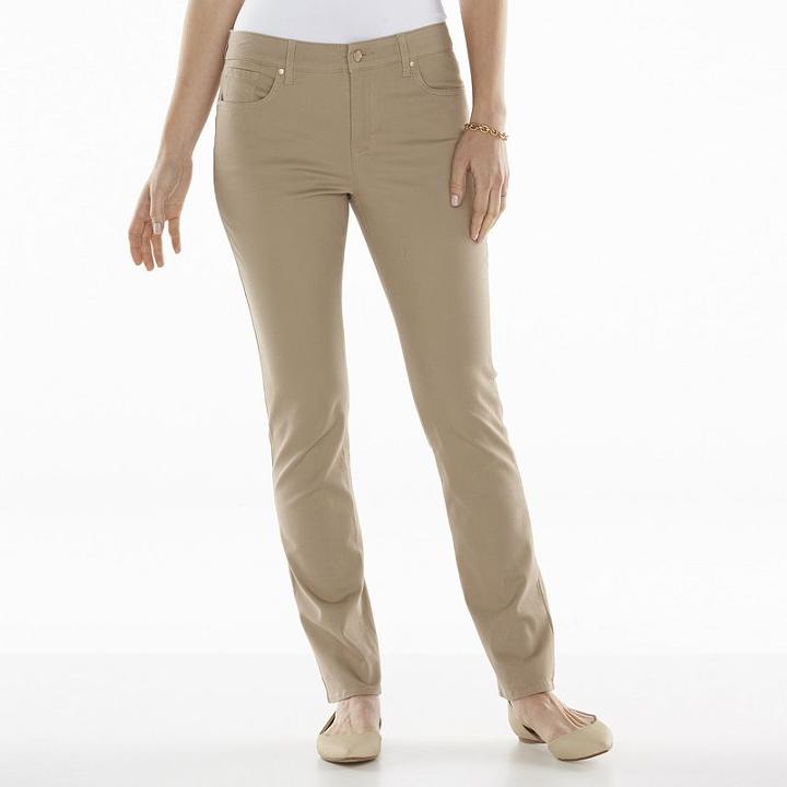 Gloria Vanderbilt Bridget Slim Leg Pants - Women's, Size: 12, Lt Brown