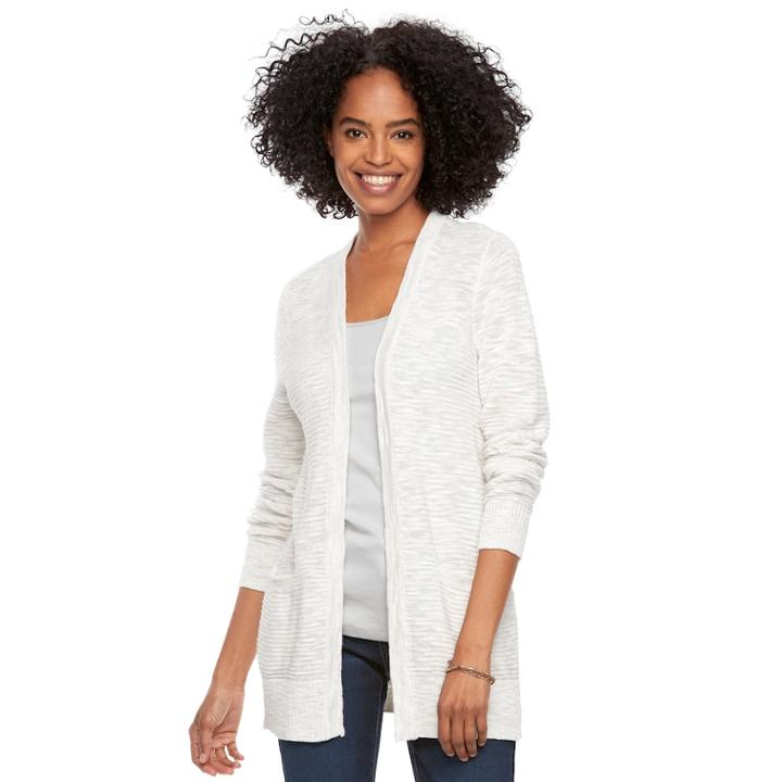 Women's Sonoma Goods For Life&trade; Slubbed Cardigan, Size: Large, Light Grey