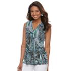 Petite Dana Buchman Pleated V-neck Tank, Women's, Size: L Petite, Dark Blue
