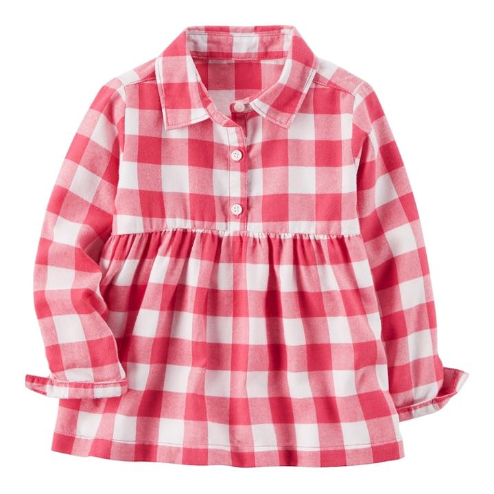 Baby Girl Carter's Pink Checkered Top, Size: 3 Months, Pink Plaid