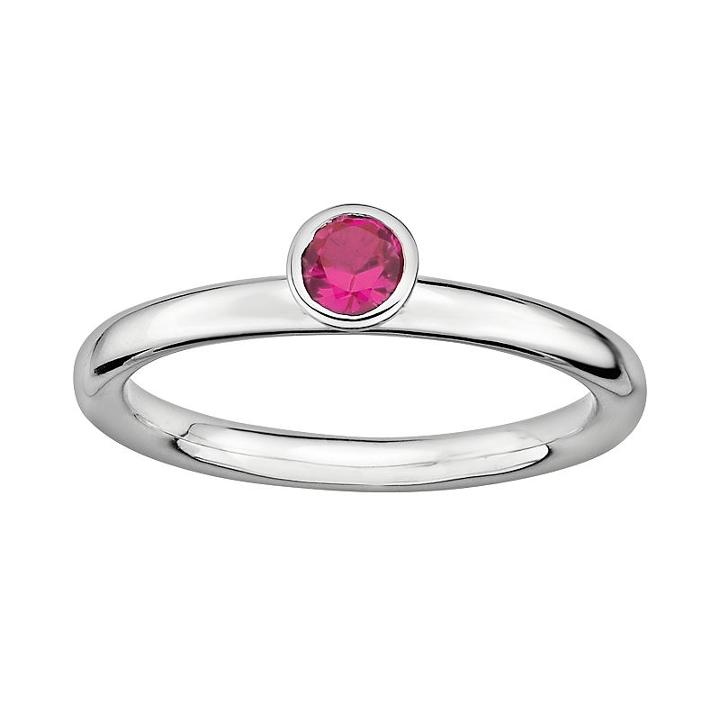 Stacks And Stones Sterling Silver Lab-created Ruby Stack Ring, Women's, Size: 9
