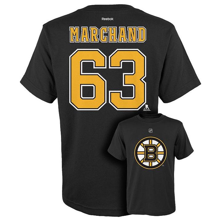 Boys 8-20 Boston Bruins Brad Marchand Player Name And Number Tee, Boy's, Size: Xl(18/20), Black