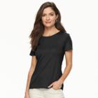 Petite Croft & Barrow&reg; Essential Crewneck Tee, Women's, Size: Xl Petite, Black