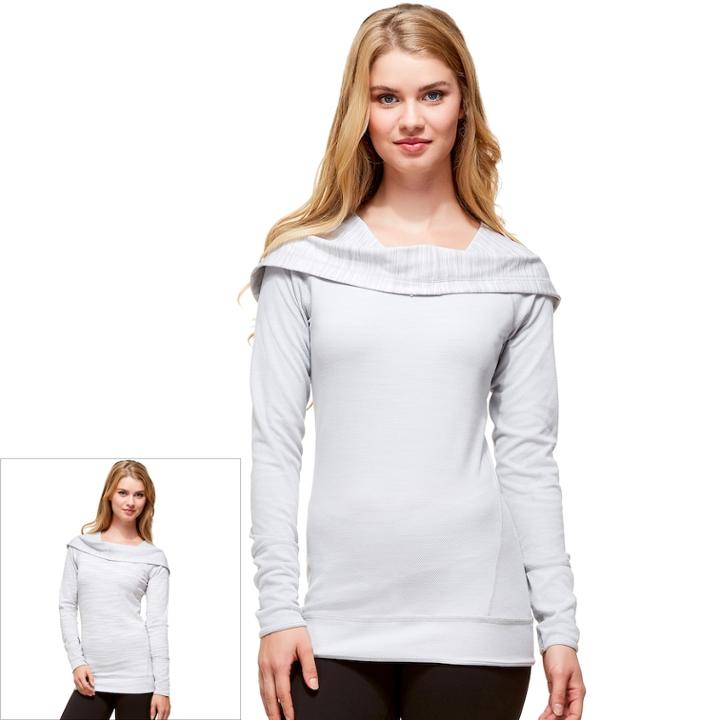 Women's Hottotties By Terramar Madison Reversible Long Sleeve Hoodie, Size: Large, Brown Over