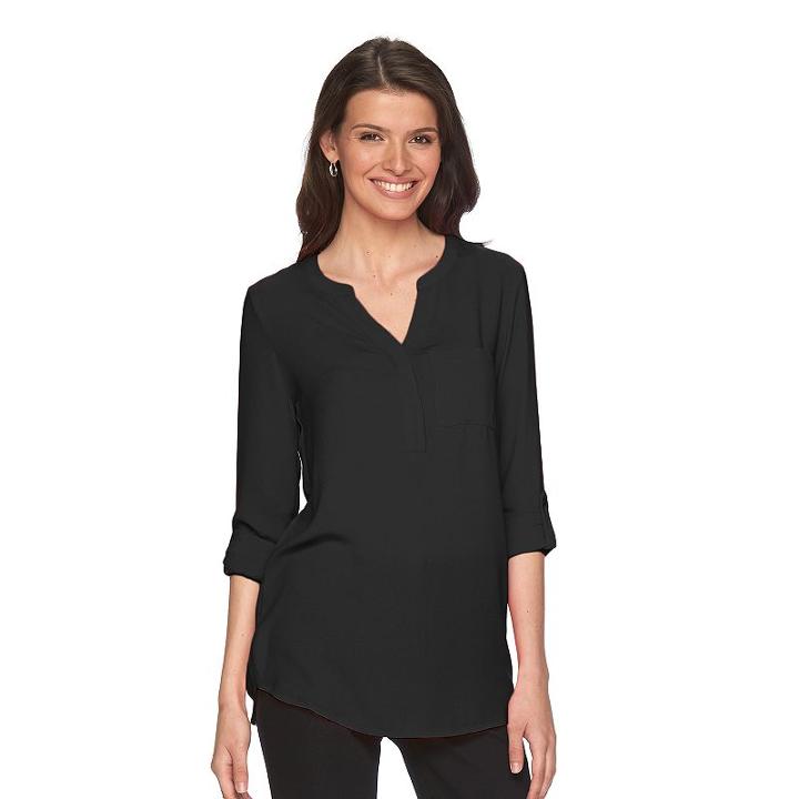 Women's Apt. 9&reg; Crepe Blouse, Size: Xl, Black