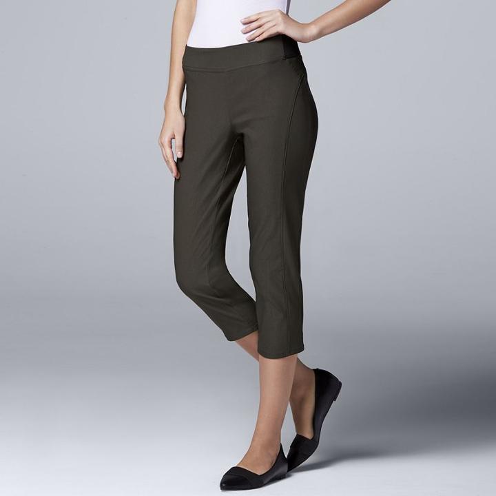 Women's Simply Vera Vera Wang Twill Capris, Size: Large, Dark Green