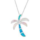 Sterling Silver Lab-created Opal Palm Tree Pendant Necklace, Women's, Size: 18, Multicolor