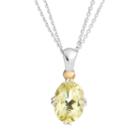 Lemon Quartz Sterling Silver Oval Pendant Necklace, Women's, Size: 17, Yellow