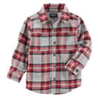 Boys 4-12 Oshkosh B'gosh&reg; Flannel Plaid Button Down Shirt, Size: 10, Red Gray Plaid