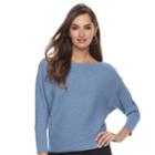 Women's Jennifer Lopez Ribbed Dolman Sweater, Size: Medium, Light Blue