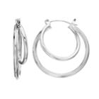 Silver Tone Double-hoop Earrings, Women's