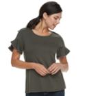 Women's Apt. 9&reg; Beaded Flutter Tee, Size: Large, Dark Green