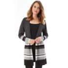 Women's Apt. 9&reg; Striped Car Coat, Size: Small, Dark Charcoal Stripe