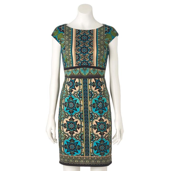 Women's Suite 7 Scroll Sheath Dress, Size: 10, Blue Other