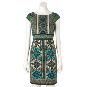 Women's Suite 7 Scroll Sheath Dress, Size: 10, Blue Other