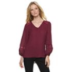 Women's Apt. 9&reg; Lace Yoke Blouse, Size: Xxl, Dark Red