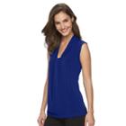 Women's Dana Buchman Print Knot-front Top, Size: Xl, Dark Blue