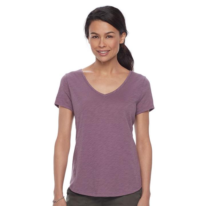 Petite Sonoma Goods For Life&trade; Essential Print V-neck Tee, Women's, Size: Xl Petite, Purple
