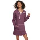 Juniors' So&reg; Lace-up Hooded Popover Dress, Teens, Size: Small, Drk Purple
