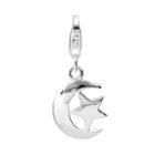 Personal Charm Sterling Silver Crescent Moon And Star Charm, Women's, Grey
