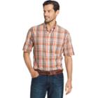 Big & Tall Arrow Plaid Button-down Shirt, Men's, Size: L Tall, Med Beige