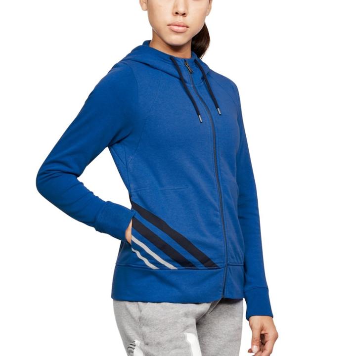 Women's Under Armour French Terry Full-zip Hoodie, Size: Large, Blue White Navy