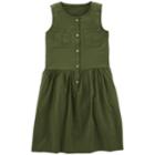 Girls 4-14 Carter's Shirred Button-front Dress, Size: 8, Green