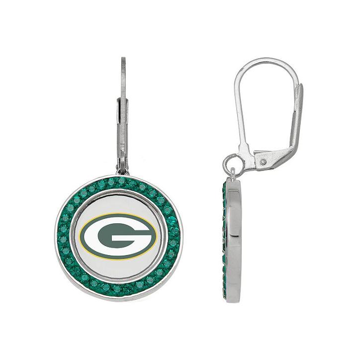 Green Bay Packers Crystal Team Logo Drop Earrings, Women's
