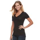 Women's Apt. 9&reg; V-neck High-low Hem Tee, Size: Xl, Black