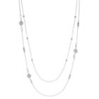 Long Glittery Disc Beaded Double Strand Necklace, Women's, Silver