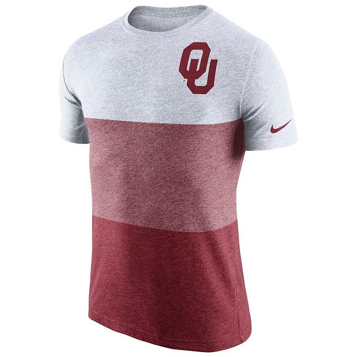 Men's Nike Oklahoma Sooners Triblend Colorblock Tee, Size: Medium, White Oth