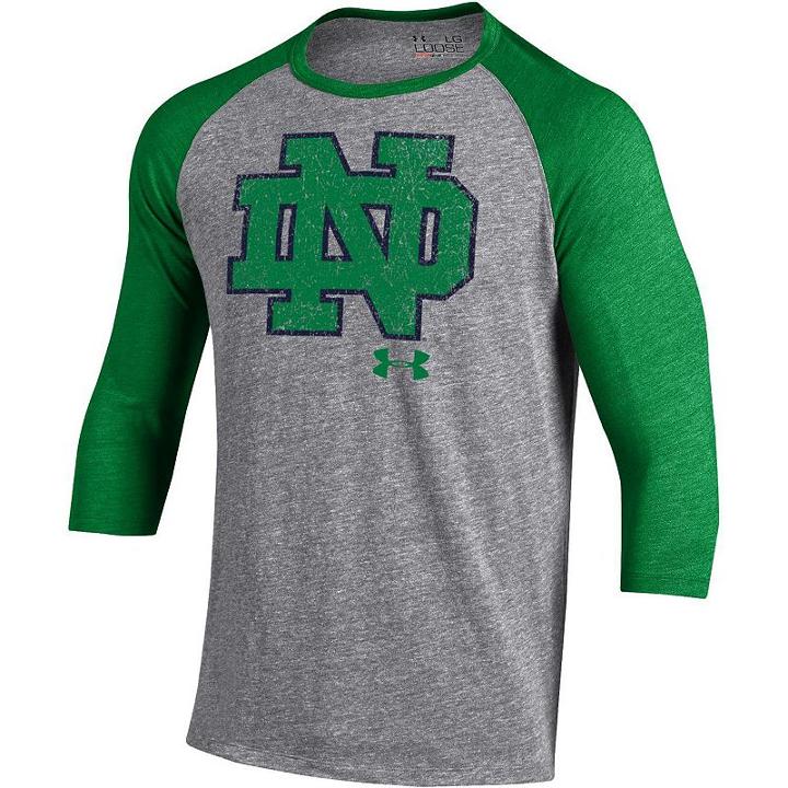Men's Under Armour Notre Dame Fighting Irish Triblend Baseball Tee, Size: Small, Other Clrs