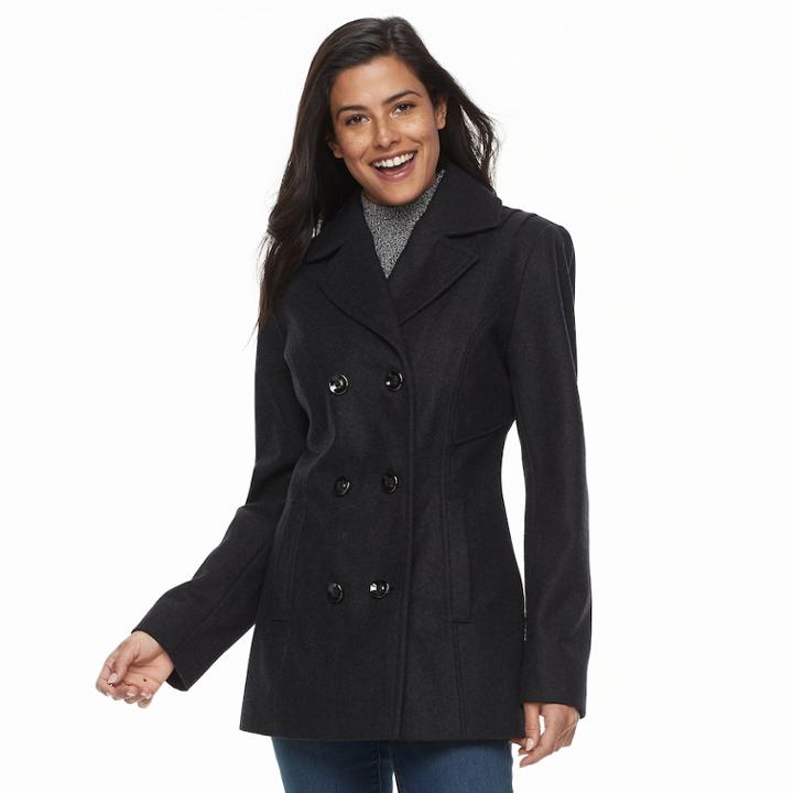 Women's Braetan Wool Blend Double-breasted Peacoat, Size: Xxl, Grey