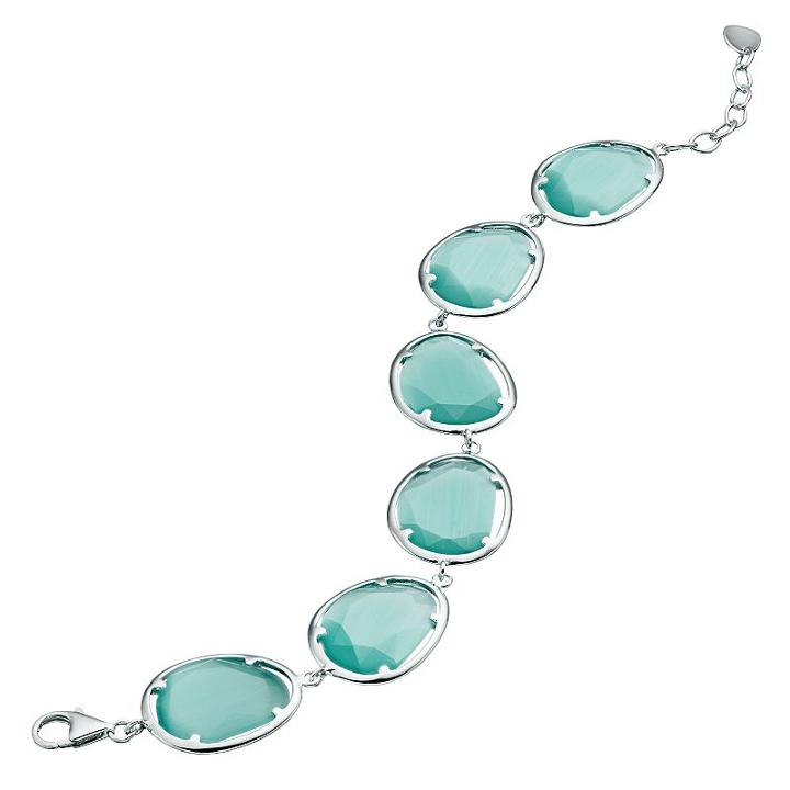 Sterling Silver Lab-created Blue Cat's-eye Bracelet, Women's, Size: 7