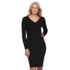 Juniors' Almost Famous Ribbed Lace Inset Dress, Teens, Size: Medium, Black