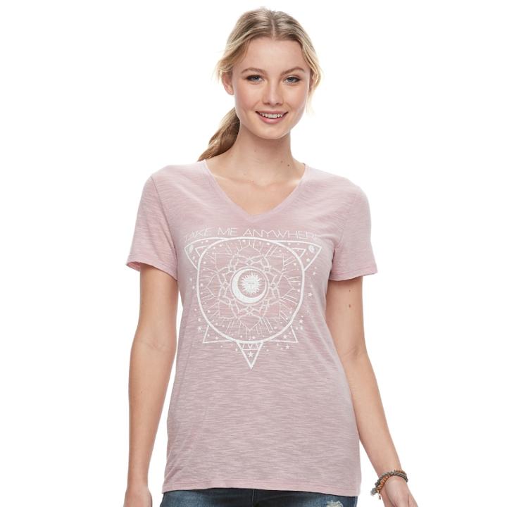 Juniors' Fifth Sun Take Me Anywhere Graphic Tee, Teens, Size: Medium, Pink