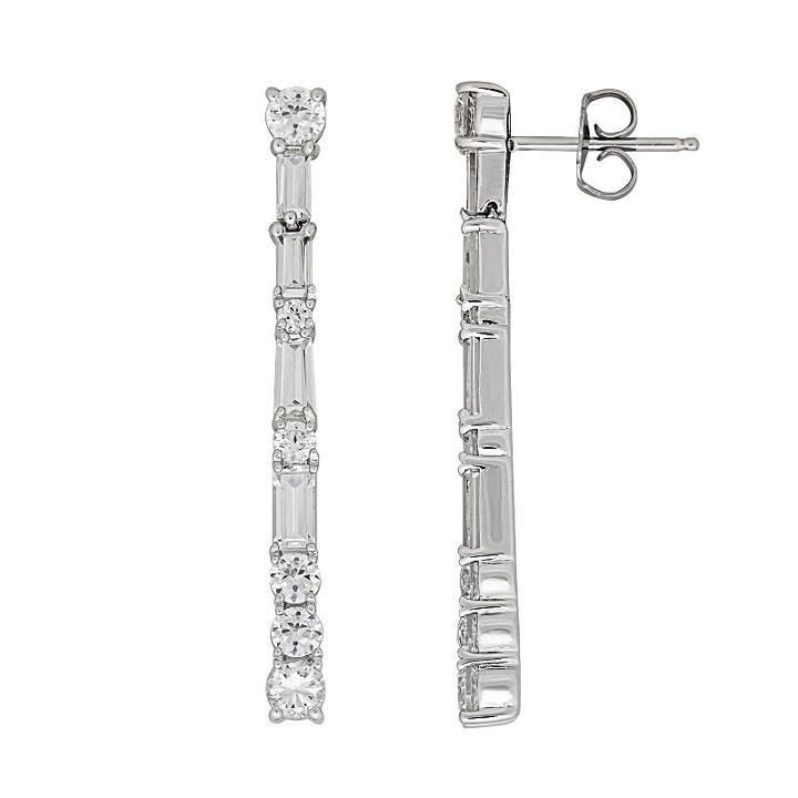 Simply Vera Vera Wang Sterling Silver Lab-created White Sapphire Stick Drop Earrings, Women's