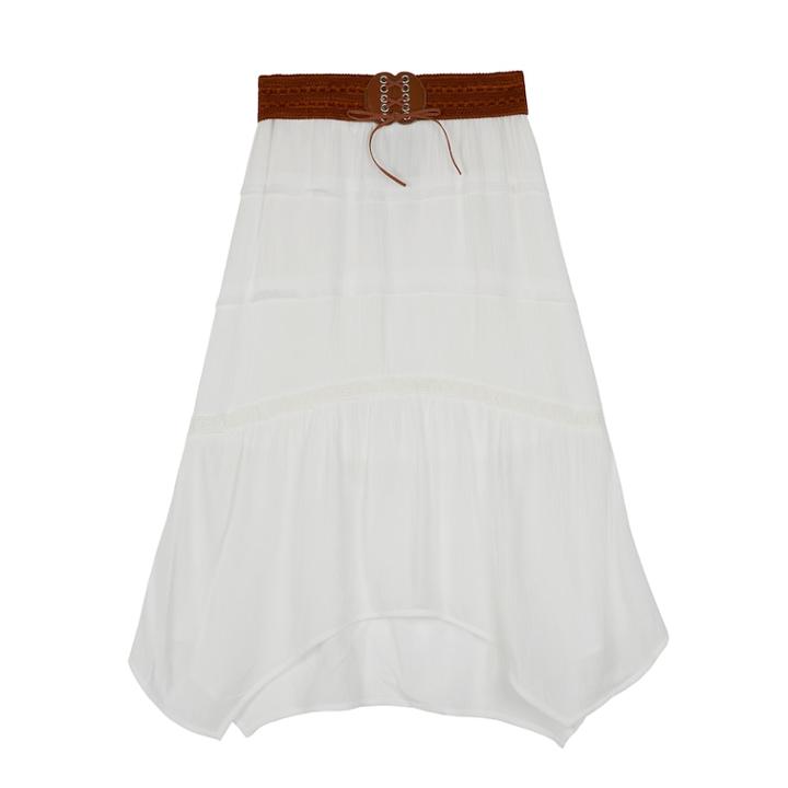 Girls 7-16 Iz Amy Byer Crepon Tiered Sharkbite Hem Maxi Skirt, Size: Large, White