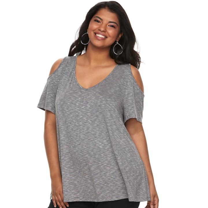 Juniors' Plus Size So&reg;cold-shoulder Top, Teens, Size: 1xl, Black